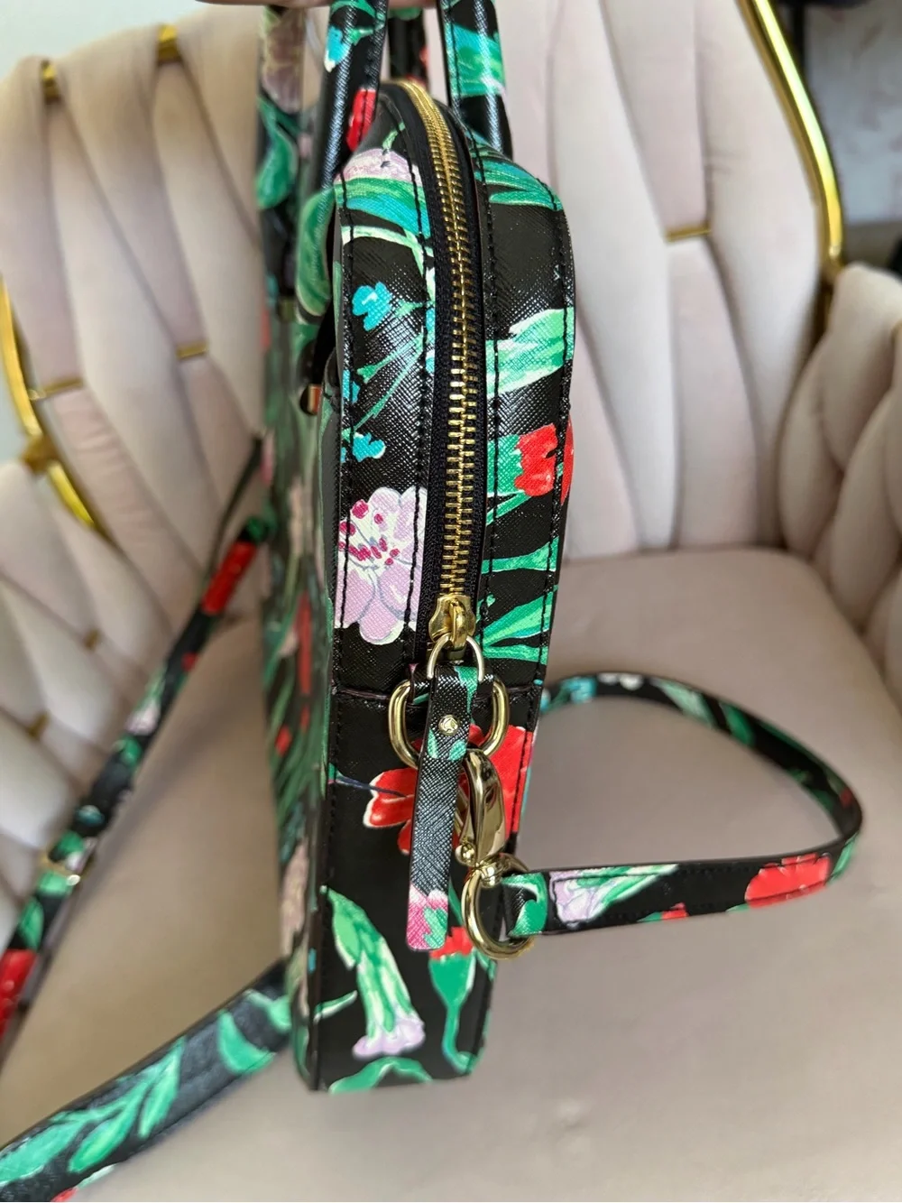 ⭐️FREE SHIPPING⭐️ kate spade Black Floral Hummingbird Satchel